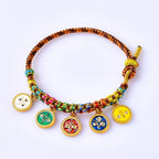 Five direction wealth bracelet five colorful enamel gold charms white background Longhu Mountain KaiGuang consecrated
