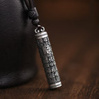 fu character cylinder pendant taoist kaiguang evil ward protection hundred blessings carving black background