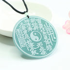 natural jade Shan-Gui coin pendant side view blue-green jade texture taoist kaiguang amulet protection