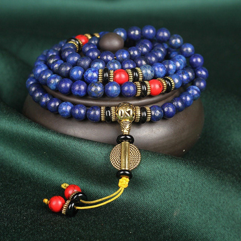 Consecrated Lapis Lazuli 108 mala beads for Third Eye activation.