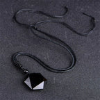 obsidian six star pendant necklace taoist kaiguang evil ward 360 protection full display