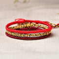 red rope vajra knot bracelet triple layer stacked wearing taoist kaiguang evil ward protection three color