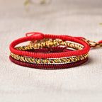 red rope vajra knot bracelet triple layer stacked wearing taoist kaiguang evil ward protection three color