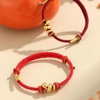 Snake Zodiac Taoist KaiGuang Bracelet Red and Black Cord Variants Gold Snake Talisman