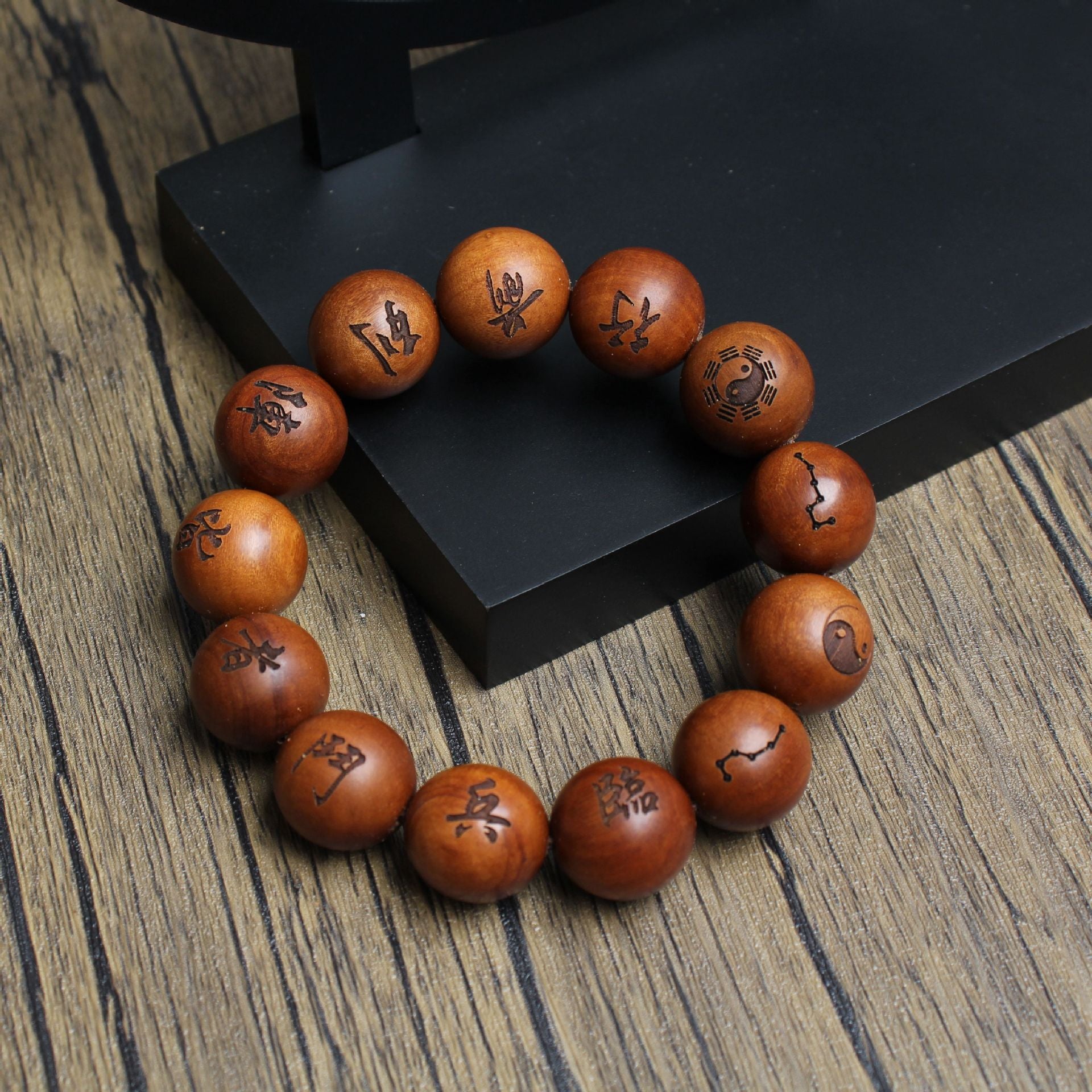 Taoist Kuji-in Nine Words Mantra bracelet for spiritual protection and reducing negative energy pressure.