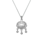 Taiji aura peace lock silver pendant on silver chain necklace white background Taoist KaiGuang protection fortune turning eastern talisman