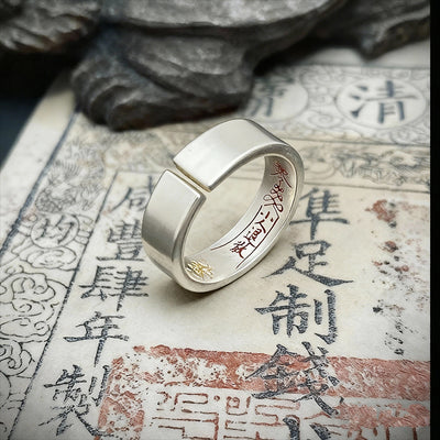 The Hidden Guardian: Taoist Four-Talisman Inner Engraved Ring