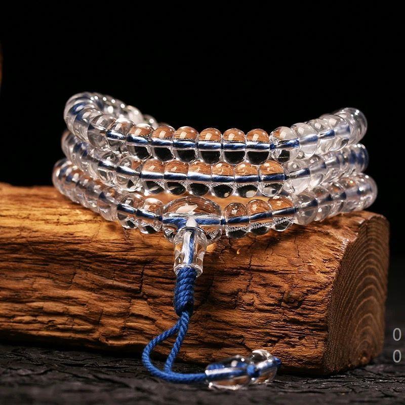 Consecrated Clear Quartz 108 mala beads bracelet for thinking clearly and focus.