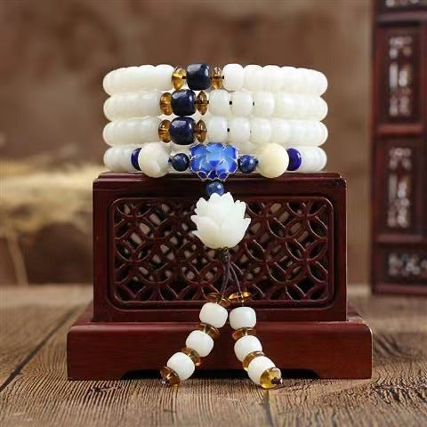 Natural white jade bodhi beads for spiritual detox and energy cleansing