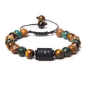 Frontal view of the zodiac bracelet showing the heavy-duty energy beads.